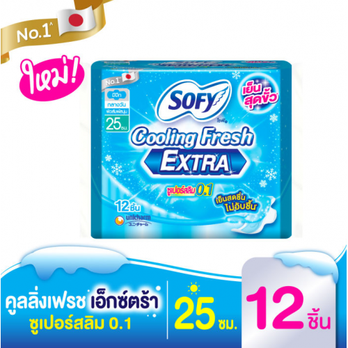 Sofy Cooling Fresh Extra Super Ultra Slim 25cm. 12pcs.