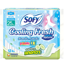 Sofy Cooling Fresh Natural Sanitary Napkins Super Slim 0.1 Wing 25cm 12pcs