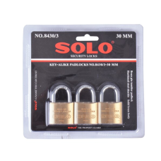 Brass key-alike padlock SOLO pack 3