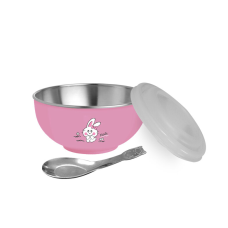 ZEBRA Kiddy Bowl with Spoon Cartoon Pattern Pink